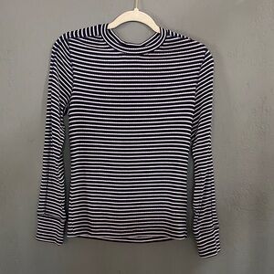 NWT Madewell #NT762 Ribbed Crewneck Long Sleeve Striped Tee Shirt